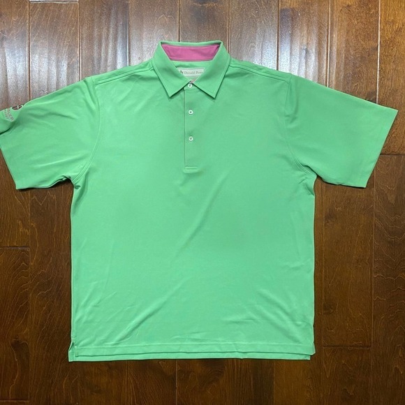 Donald Ross Lime Green Pink Polo Golf Polyester Shirt Men's Size Large - Picture 3 of 9